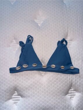 KAOHS Blue Triangle Bikini Top with Shell Accents